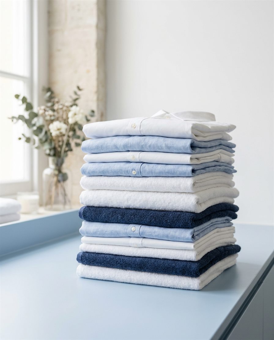 Freshly cleaned and neatly folded laundry